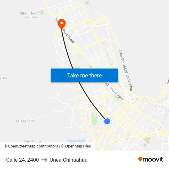 Calle 24, 2400 to Unea Chihuahua map