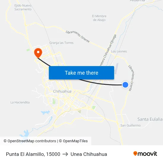 Punta El Alamillo, 15000 to Unea Chihuahua map