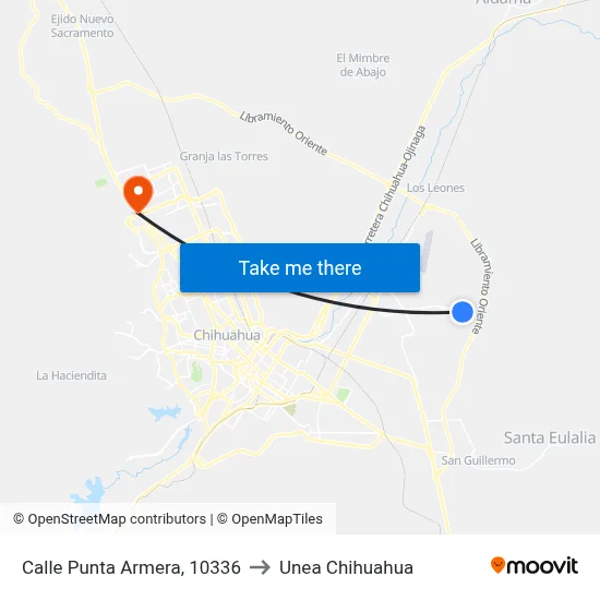 Calle Punta Armera, 10336 to Unea Chihuahua map