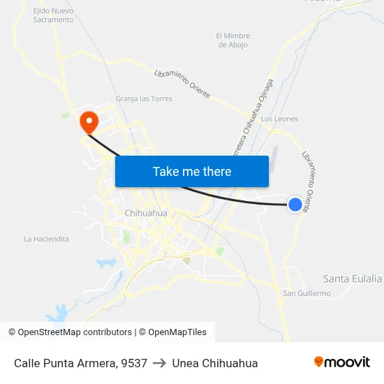 Calle Punta Armera, 9537 to Unea Chihuahua map