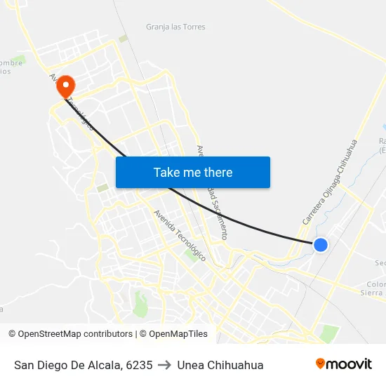 San Diego De Alcala, 6235 to Unea Chihuahua map