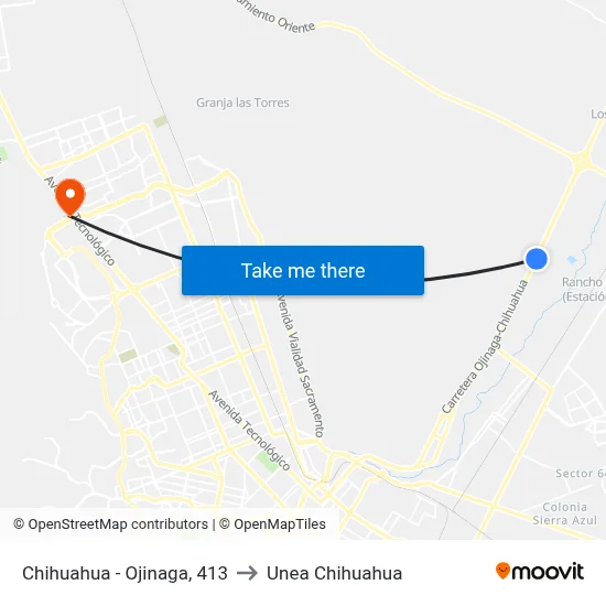 Chihuahua - Ojinaga, 413 to Unea Chihuahua map