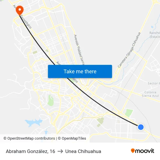 Abraham González, 16 to Unea Chihuahua map