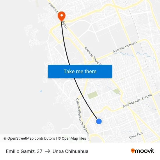 Emilio Gamiz, 37 to Unea Chihuahua map