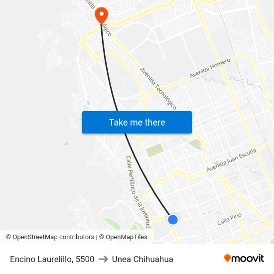 Encino Laurelillo, 5500 to Unea Chihuahua map
