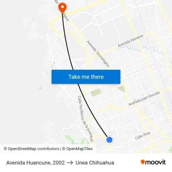Avenida Huancune, 2002 to Unea Chihuahua map