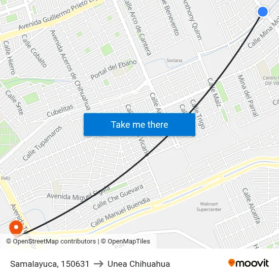 Samalayuca, 150631 to Unea Chihuahua map