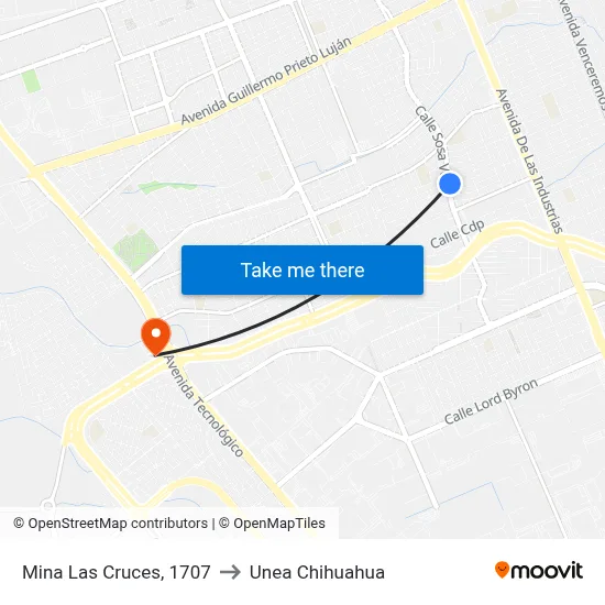 Mina Las Cruces, 1707 to Unea Chihuahua map