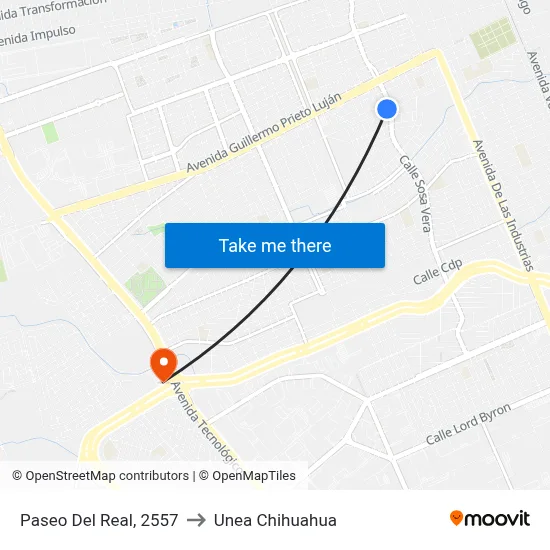 Paseo Del Real, 2557 to Unea Chihuahua map