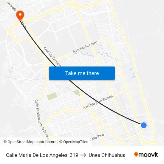 Calle Maria De Los Angeles, 319 to Unea Chihuahua map