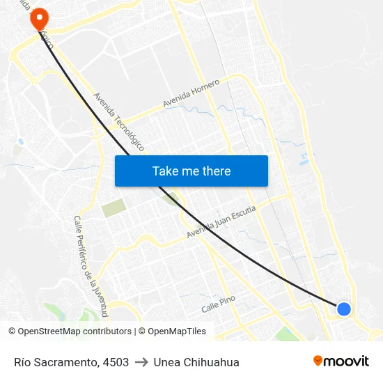 Río Sacramento, 4503 to Unea Chihuahua map