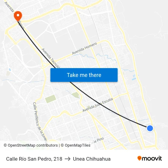 Calle Río San Pedro, 218 to Unea Chihuahua map