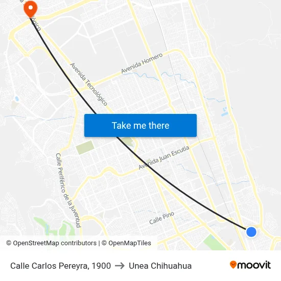 Calle Carlos Pereyra, 1900 to Unea Chihuahua map