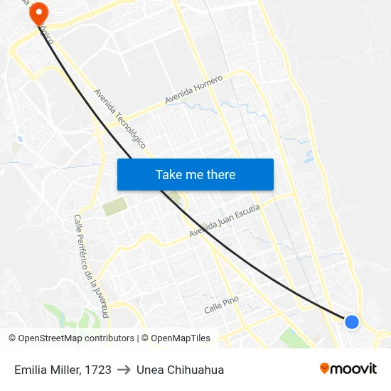 Emilia Miller, 1723 to Unea Chihuahua map