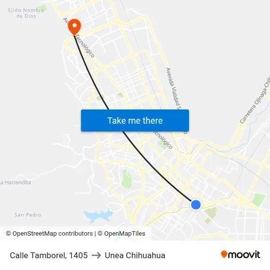 Calle Tamborel, 1405 to Unea Chihuahua map