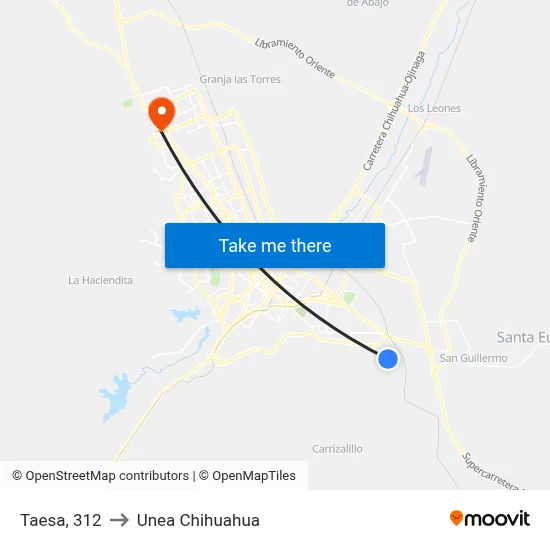 Taesa, 312 to Unea Chihuahua map