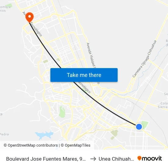 Boulevard Jose Fuentes Mares, 9403 to Unea Chihuahua map
