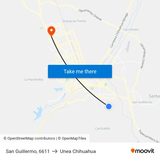 San Guillermo, 6611 to Unea Chihuahua map