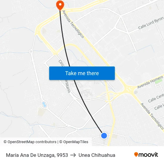 María Ana De Unzaga, 9953 to Unea Chihuahua map