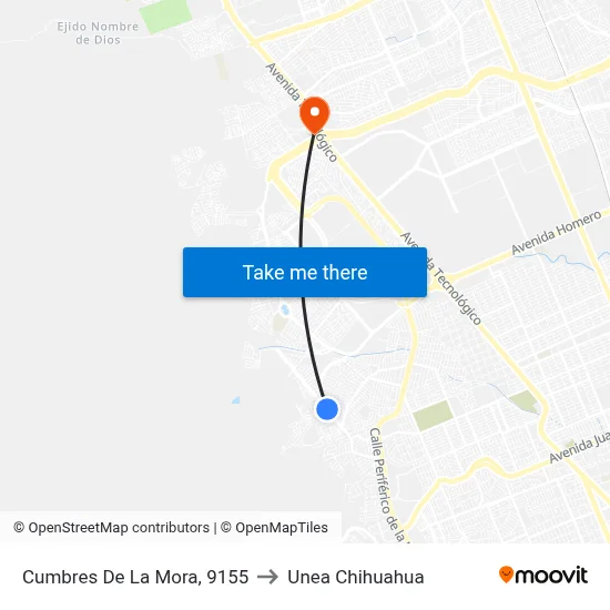 Cumbres De La Mora, 9155 to Unea Chihuahua map