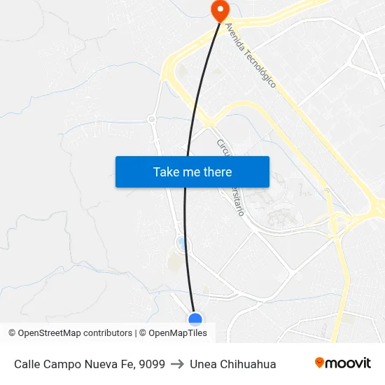 Calle Campo Nueva Fe, 9099 to Unea Chihuahua map