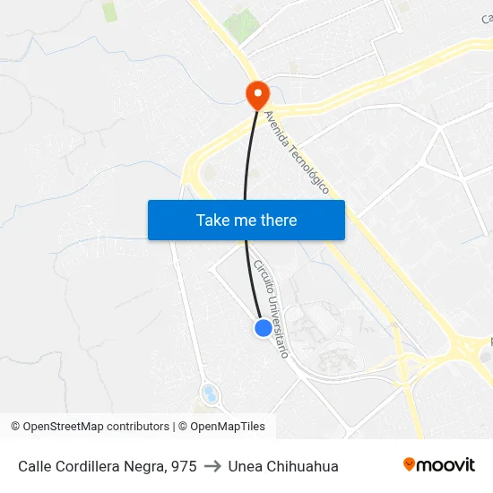 Calle Cordillera Negra, 975 to Unea Chihuahua map