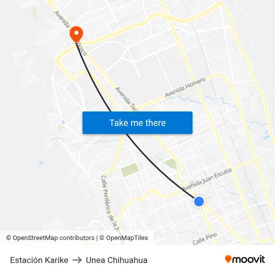 Estación Karike to Unea Chihuahua map