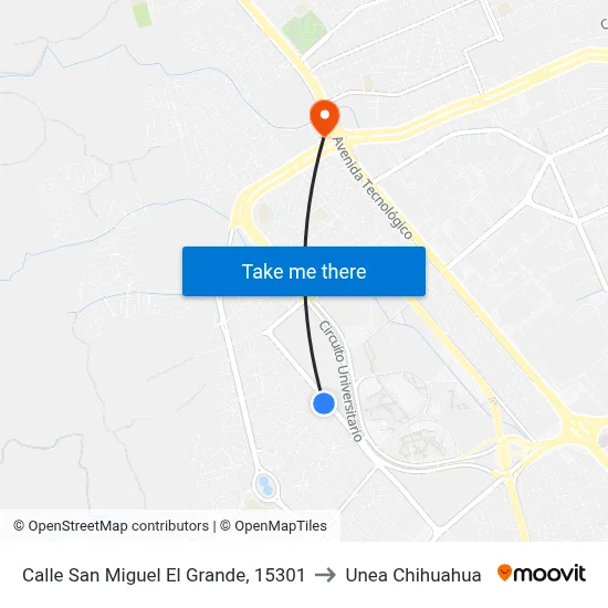 Calle San Miguel El Grande, 15301 to Unea Chihuahua map