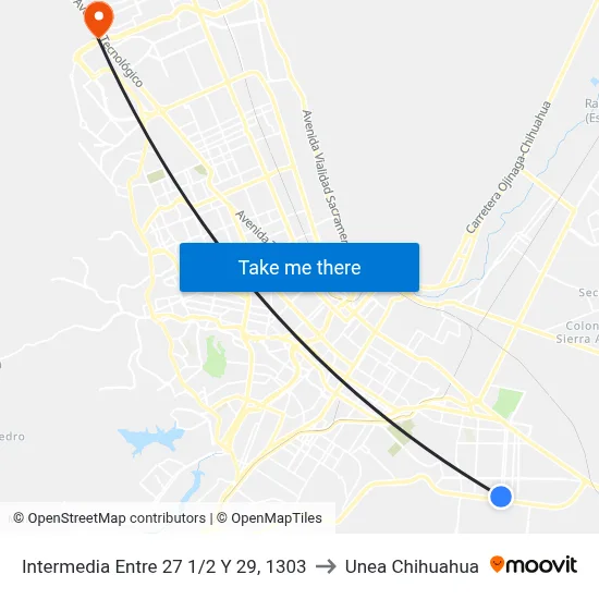 Intermedia Entre 27 1/2 Y 29, 1303 to Unea Chihuahua map