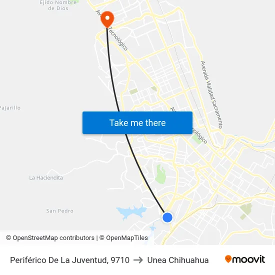 Periférico De La Juventud, 9710 to Unea Chihuahua map