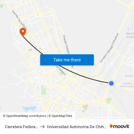 Carretera Federal 45, 8400 to Universidad Autonoma De Chihuahua Campus 2 map