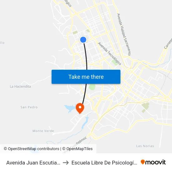Avenida Juan Escutia, 604 to Escuela Libre De Psicología A.C. map