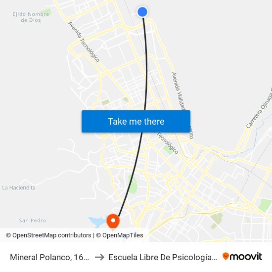 Mineral Polanco, 16161 to Escuela Libre De Psicología A.C. map