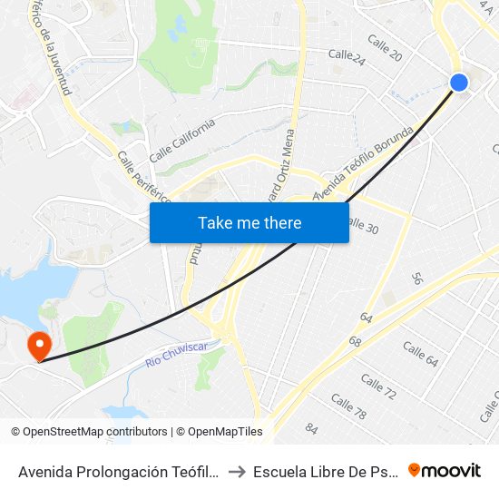 Avenida Prolongación Teófilo Borunda, 1618 to Escuela Libre De Psicología A.C. map