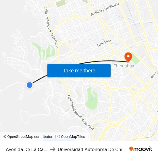 Avenida De La Cantera, 9700 to Universidad Autónoma De Chihuahua Campus I map