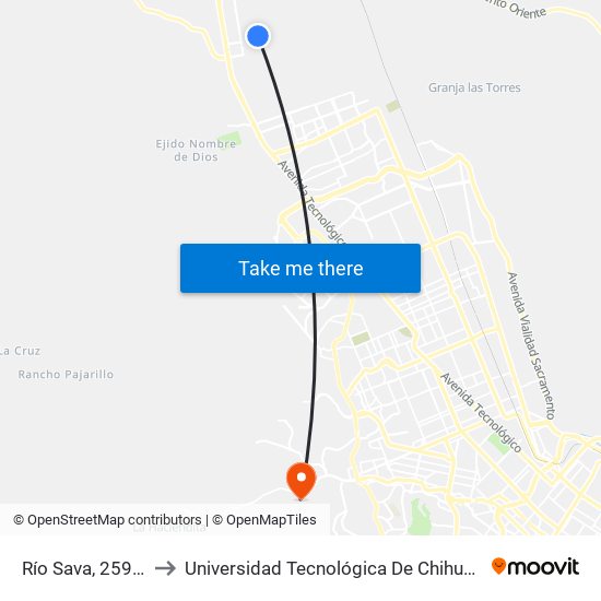 Río Sava, 25916 to Universidad Tecnológica De Chihuahua map