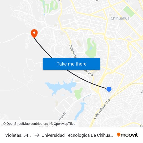 Violetas, 5402 to Universidad Tecnológica De Chihuahua map