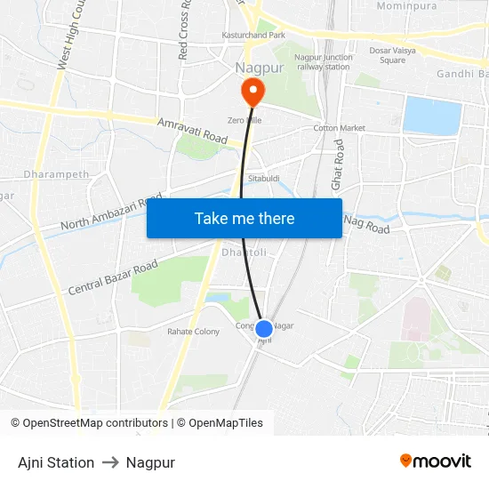 Ajni Station to Nagpur map