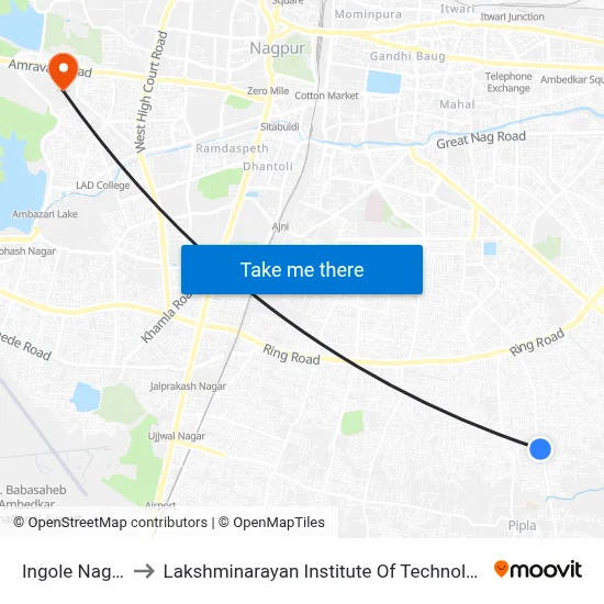 Ingole Nagar to Lakshminarayan Institute Of Technology map
