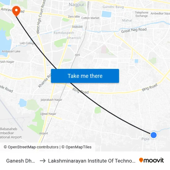 Ganesh Dham to Lakshminarayan Institute Of Technology map