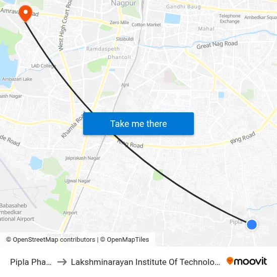 Pipla Phata to Lakshminarayan Institute Of Technology map