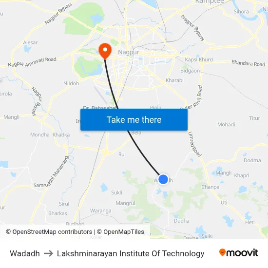 Wadadh to Lakshminarayan Institute Of Technology map