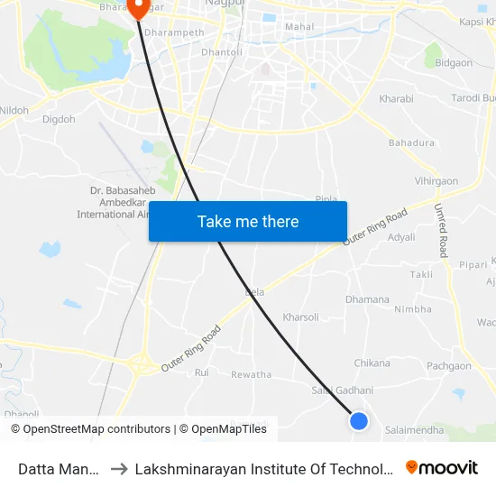 Datta Mandir to Lakshminarayan Institute Of Technology map