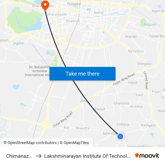 Chimanazari to Lakshminarayan Institute Of Technology map