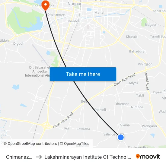चिमनाजारी to लक्ष्मीनारायण इंस्टीट्यूट ऑफ टेक्नोलॉजी map