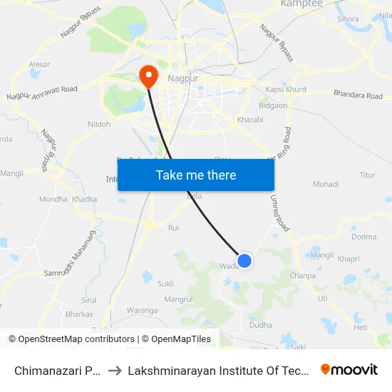 Chimanazari Phata to Lakshminarayan Institute Of Technology map