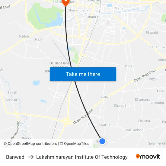 Banwadi to Lakshminarayan Institute Of Technology map