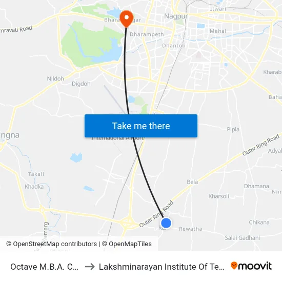 Octave M.B.A. College to Lakshminarayan Institute Of Technology map