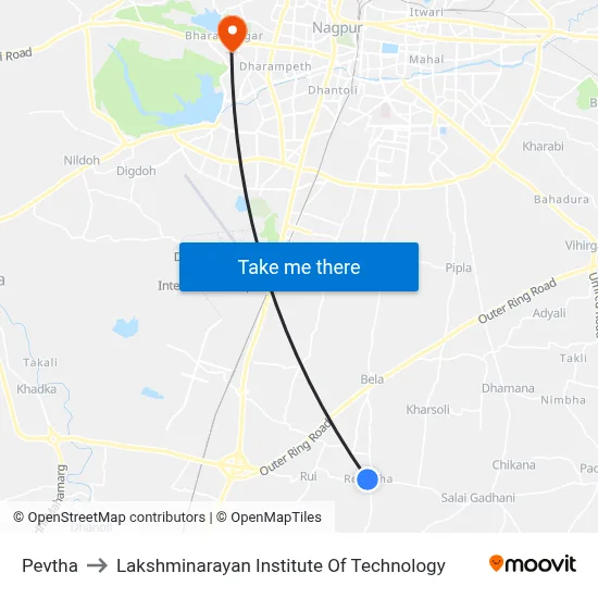Pevtha to Lakshminarayan Institute Of Technology map