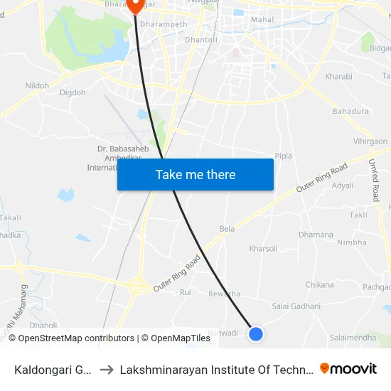 Kaldongari Gaon to Lakshminarayan Institute Of Technology map